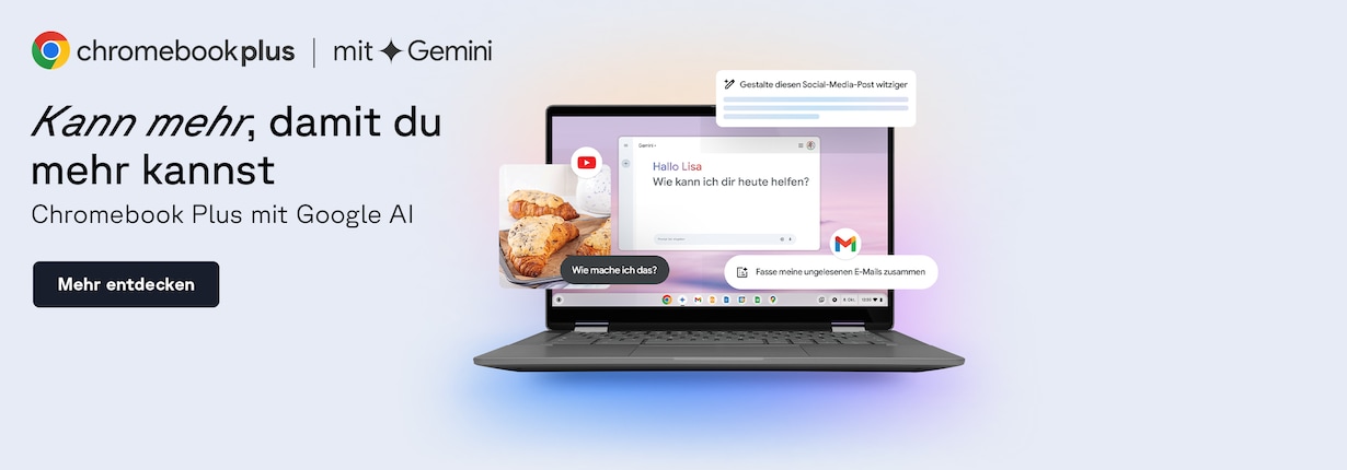 Erfahre mehr über Chromebook Plus mit Gemini Advanced