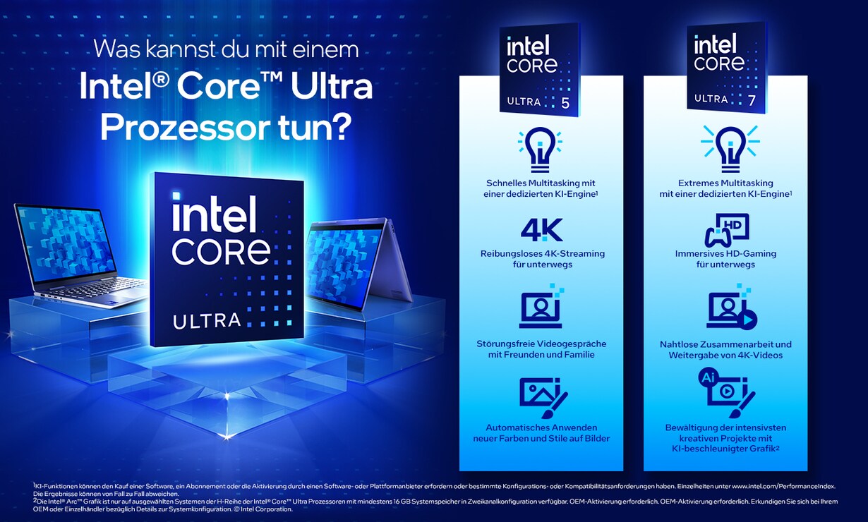 Zu den Produkten mit Intel® Core™ Ultra-Prozessoren