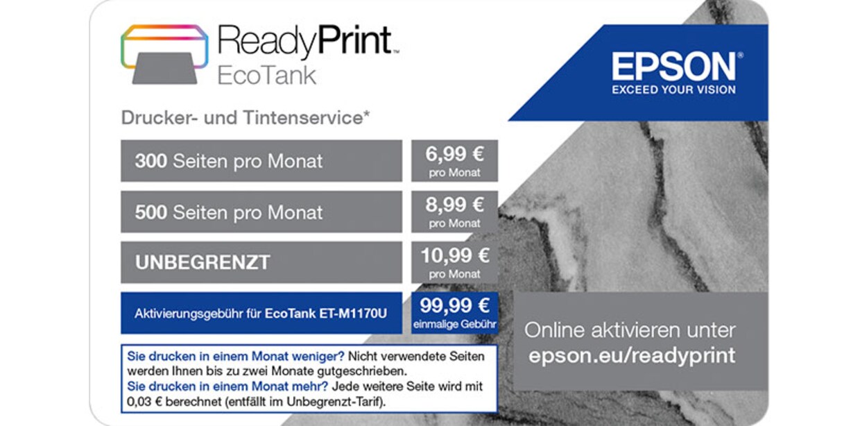 Zu den "ReadyPrint EcoTank"-Produkten von Epson