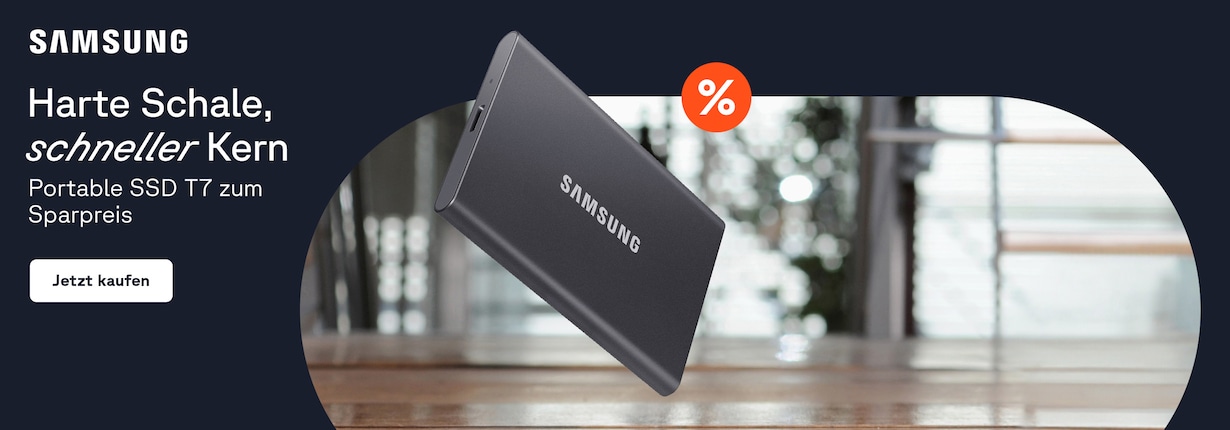 Spare beim Kauf der portablen SSD T7 von Samsung