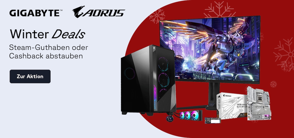 Hol dir Cashback oder Steam-Guthaben mit den Winter Deals von GIGABYTE 