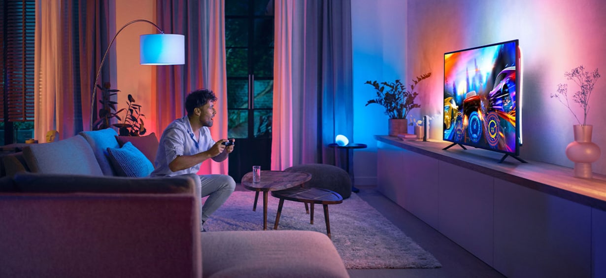 Zu den Entertainment-Produkten von Philips Hue